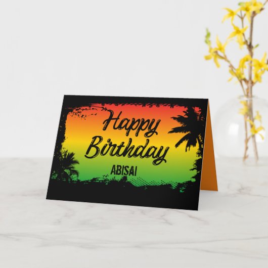 Fijne verjaardag Jamaicaanse Rasta Kaart (Gele Bloem)