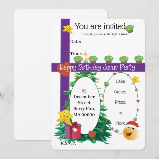 Fijne verjaardag, Jezus Kaart (Voorkant / Achterkant)