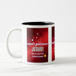 Fijne verjaardag Jezus! kerstcadeau Tweekleurige Koffiemok