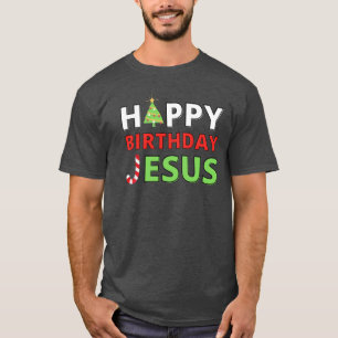 Fijne verjaardag Jezus Kerstmis grappig vintage T-shirt