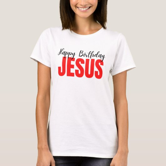 Fijne Verjaardag Jezus Kerstmis T-shirt (Voorkant)