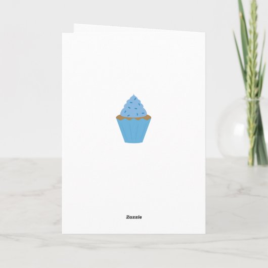 Fijne verjaardag Kaart Blue Cupcake (Achterkant)