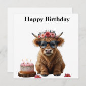 Fijne verjaardag Kaart met Highland Koe. grappige  (Voorkant / Achterkant)