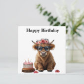 Fijne verjaardag Kaart met Highland Koe. grappige  (Staand voorkant)