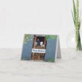 Fijne verjaardag - Katten en kippen Bedankkaart (Voorkant)