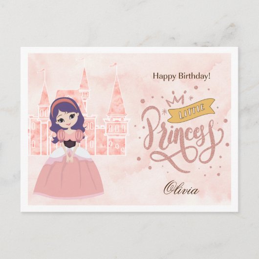 Fijne verjaardag, kleine prinses. Aangepaste naam Briefkaart (Voorkant)
