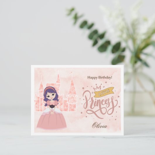 Fijne verjaardag, kleine prinses. Aangepaste naam Briefkaart (Staand voorkant)
