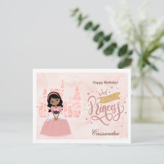 Fijne verjaardag, kleine prinses. Aangepaste naam Briefkaart (Staand voorkant)