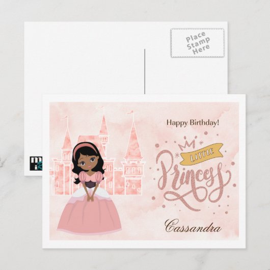 Fijne verjaardag, kleine prinses. Aangepaste naam Briefkaart (Voorkant / Achterkant)
