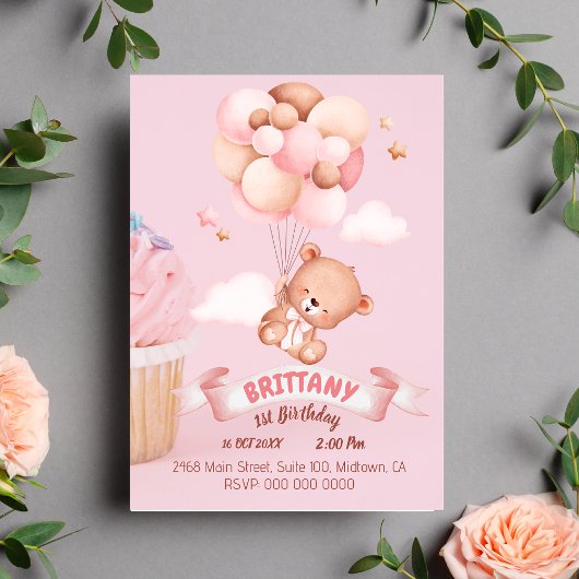 "Fijne verjaardag, kleine!" Teddy, ballonnen dag Kaart