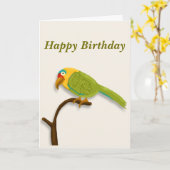 Fijne verjaardag, kleurrijke papegaai kaart (Gele Bloem)