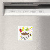 Fijne verjaardag koffie, kawaii magneet (Insitu (Vaatwasser))
