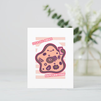 Fijne verjaardag laten we biologie celpun vieren briefkaart