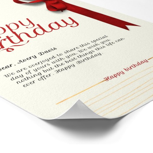 Fijne verjaardag lieverd. poster (Hoek)