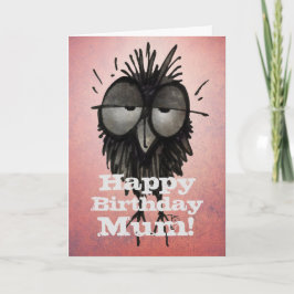 Fijne verjaardag mam! Grappige Sleepy Owl Art Moth Kaart