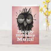 Fijne verjaardag mam! Grappige Sleepy Owl Art Moth Kaart (Gele Bloem)