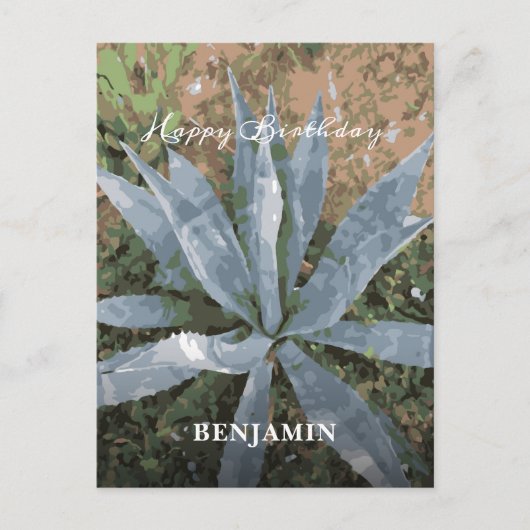 Fijne Verjaardag Mannen Waterverf Planten Personal Briefkaart (Voorkant)