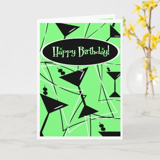 Fijne verjaardag Martini in het groen Kaart (Gele Bloem)