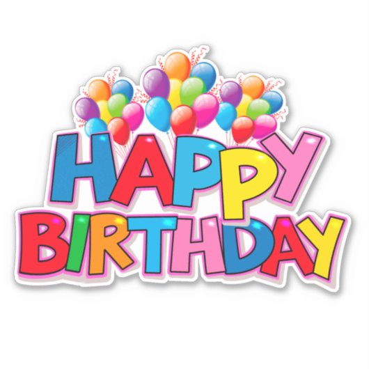 Fijne verjaardag met ballonnen aangepaste vinyl sticker (Voorkant)