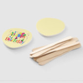 Fijne verjaardag met ballonnen op room handwaaier (Niet-gemonteerd)