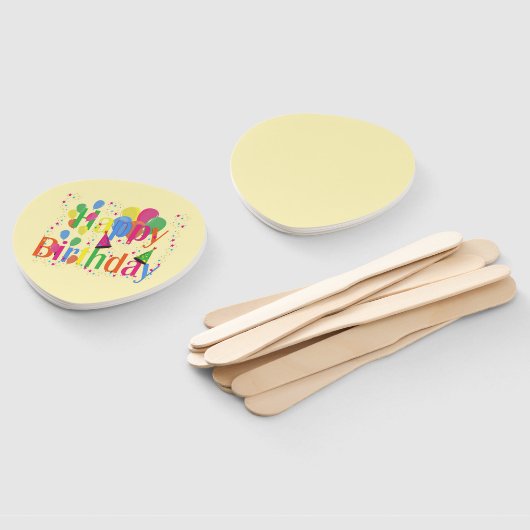 Fijne verjaardag met ballonnen op room handwaaier (Niet-gemonteerd)