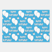 Fijne verjaardag met ballonnen | Rood wit Inpakpapier Vel (Voorkant 3)