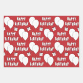 Fijne verjaardag met ballonnen | Rood wit Inpakpapier Vel (Voorkant 2)