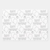 Fijne verjaardag met ballonnen | Rood wit Inpakpapier Vel (Voorkant)