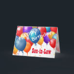 Fijne verjaardag met ballonnen SON-IN-LAW Kaart<br><div class="desc">Fijne verjaardag met kleurrijke ballonnen SON-IN-LAW. Dit feestelijke ontwerp met zijn kleurrijke ballonnen die je kunt personaliseren met een verjaardagsjaar, naam en sentiment maakt een één-van-een-aardig verjaardagswenskaart voor een zeer speciale MOTHER-IN-LAW. De tekst is klantgericht. Je kunt je elk jaar personaliseren met inbegrip van de 1e 2e 3e 4e 5e...</div>