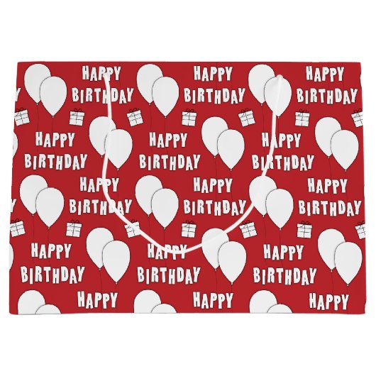 Fijne verjaardag met de rode achtergrond van ballo groot cadeauzakje (Voorkant)