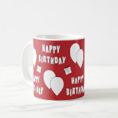 Fijne verjaardag met de rode achtergrond van ballo koffiemok (Voorkant links)