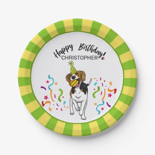 Fijne verjaardag met je Beagle Dog Buddy Party Papieren Bordje (Voorkant)