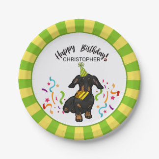 Fijne verjaardag met je Dachshund Dog Party Papieren Bordje