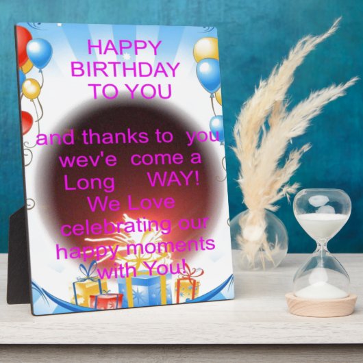 Fijne verjaardag met je kunstprint fotoplaat (Zijkant)