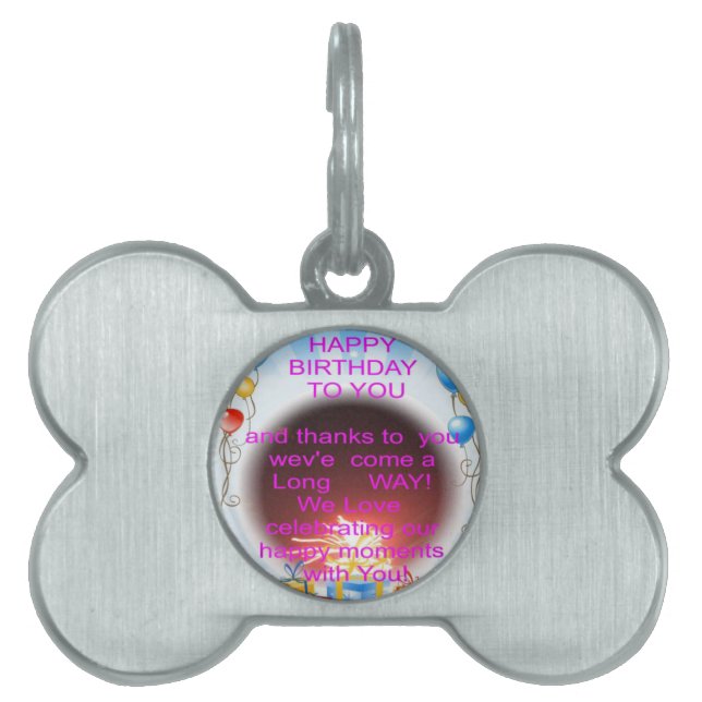 Fijne verjaardag met je kunstprint huisdieren naamplaatje (voorkant)