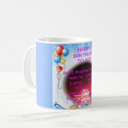 Fijne verjaardag met je kunstprint koffiemok (Voorkant links)