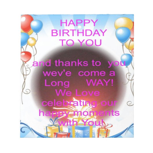 Fijne verjaardag met je kunstprint notitieblok (Voorkant)