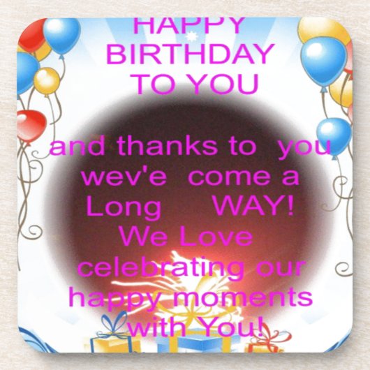 Fijne verjaardag met je kunstprint onderzetter (Voorkant)