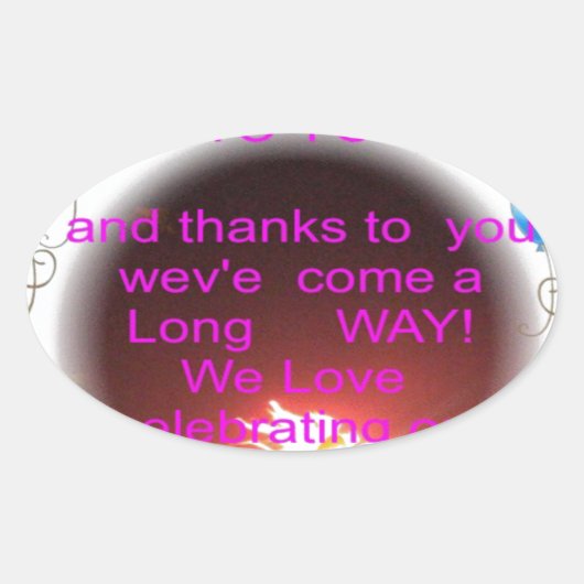 Fijne verjaardag met je kunstprint ovale sticker (Voorkant)