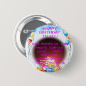 Fijne verjaardag met je kunstprint ronde button 5,7 cm (Voorkant /achterkant)