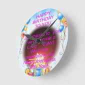 Fijne verjaardag met je kunstprint ronde klok (Hoek)