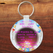 Fijne verjaardag met je kunstprint sleutelhanger (Voorkant)