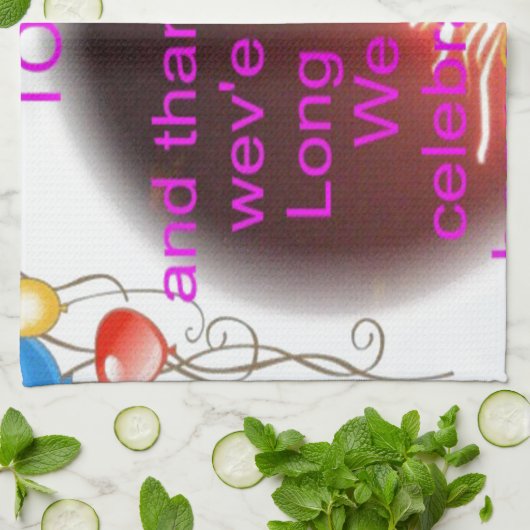 Fijne verjaardag met je kunstprint theedoek (Gevouwen)