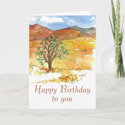 Fijne verjaardag met je woestijnherfstlandschap kaart (Voorkant)