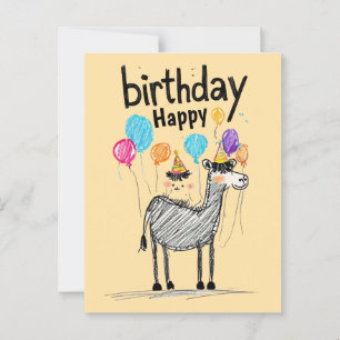 Fijne verjaardag met leuk paard en ballonnen briefkaart