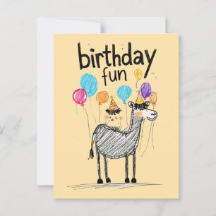 Fijne verjaardag met leuk paard en ballonnen briefkaart