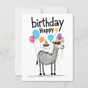 Fijne verjaardag met leuke paard & ballonnen briefkaart