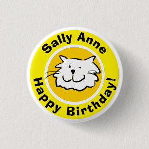 Fijne verjaardag met naam. Birthday Button Badge