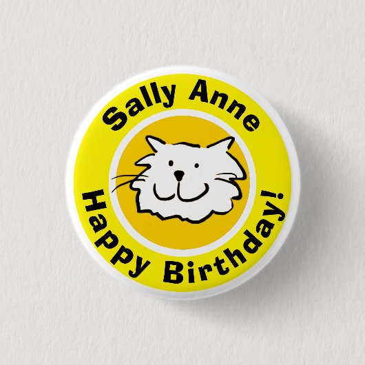 Fijne verjaardag met naam. Birthday Button Badge (Voorkant)