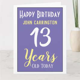 Fijne verjaardag met naam en 13 jaar oude kaart